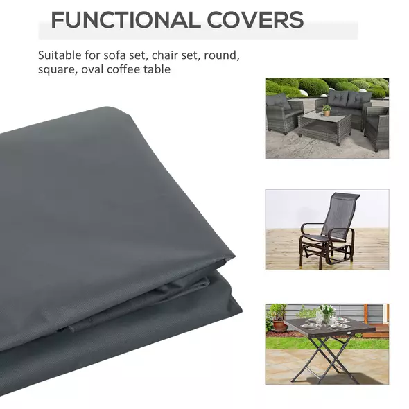 Outsunny Rectangular Patio Furniture Cover for Chairs Water UV Resistant Protection 600D Oxford Fabric Rattan Lounge Clean Cover, 200 x 86 x 82cm - 6
