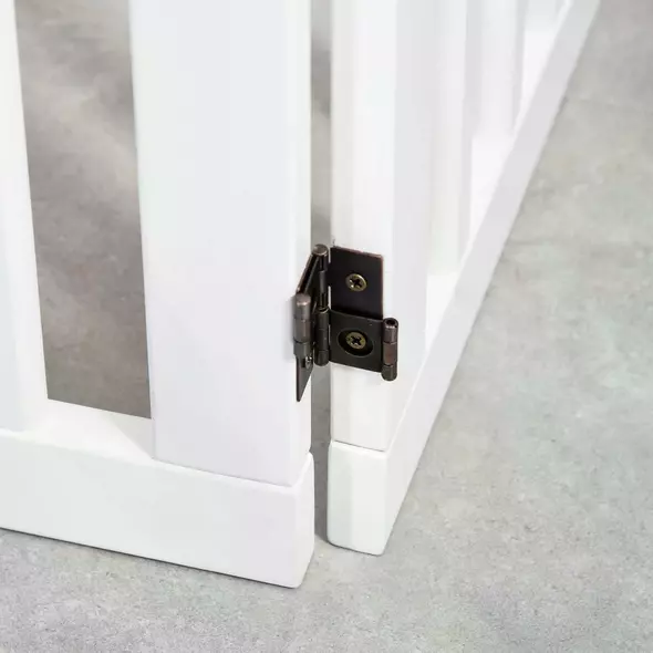 PawHut Wooden Pet Gate Foldable Freestanding Dog Safety Barrier w/ Support Feet - 9