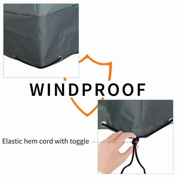 Outsunny Rectangular Patio Furniture Cover for Chairs Water UV Resistant Protection 600D Oxford Fabric Rattan Lounge Clean Cover, 200 x 86 x 82cm - 5