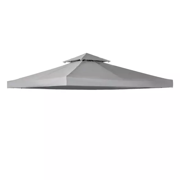 Outsunny 3(m) Gazebo Top Cover Double Tier Canopy Replacement Pavilion Roof Light Grey - 1