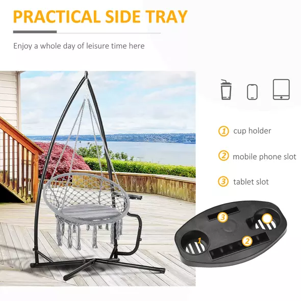 Outsunny Hammock Chair Stand Only Construction Heavy Duty Metal C-Stand for Hanging Hammock Chair Porch Swing Indoor or Outdoor Use - 5