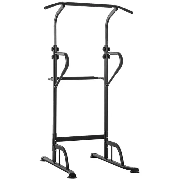 HOMCOM Power Tower Dip Station Pull Up Bar Multi-Function Push Up Equipment with Adjustable Height for Home Gym Strength Training Workout Fitness - 1