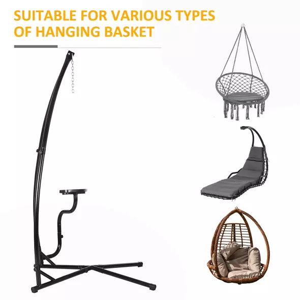 Outsunny Hammock Chair Stand Only Construction Heavy Duty Metal C-Stand for Hanging Hammock Chair Porch Swing Indoor or Outdoor Use - 7