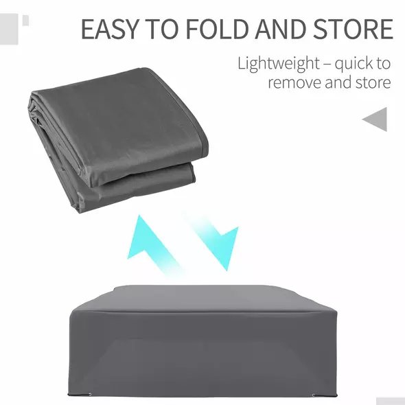 Outsunny 225x210cm Outdoor Garden Rattan Furniture Protective Cover Water UV Resistant Grey - 4