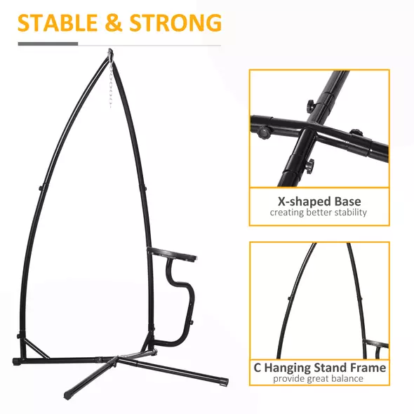 Outsunny Hammock Chair Stand Only Construction Heavy Duty Metal C-Stand for Hanging Hammock Chair Porch Swing Indoor or Outdoor Use - 4