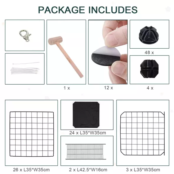 PawHut Pet Playpen DIY Small Animal Cage Enclosure Metal Wire Fence 39 Panels with 3 Doors 2 Ramps for Kitten Bunny Chinchilla Pet Mink Black - 6