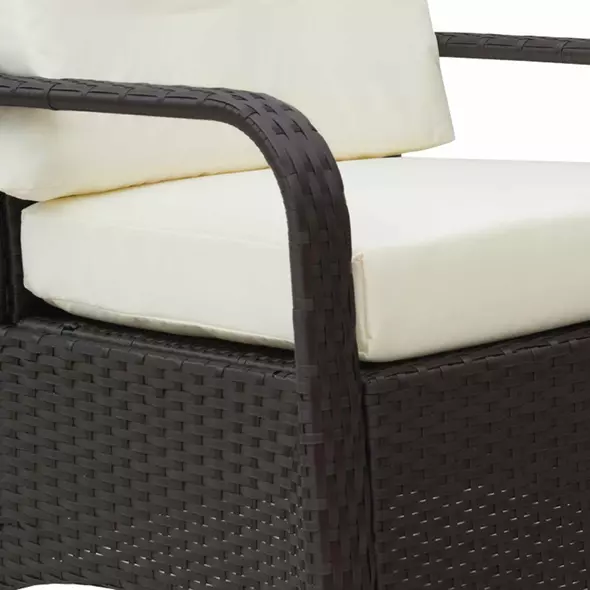 Outsunny 3 Pieces Rattan Bistro Set with Furniture Cover, Wicker Garden Furniture Set, Glass Top Coffee Table and Chairs with Cushions for Outdoor, Patio, Balcony, Cream White - 7