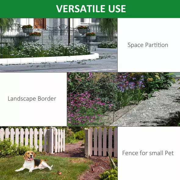 Outsunny Garden Decorative Fence 4 Panels 44in x 12ft Metal Wire Landscape Border Edging - 6