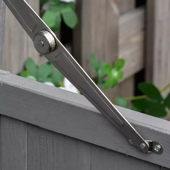 Outsunny Small Shed, Wooden Garden Shed with Openable Hinged Roof and Removable Shelf, Outdoor Tool Storage Cabinet Chest with Double Doors, 74 x 43 x 88 cm, Grey - 8