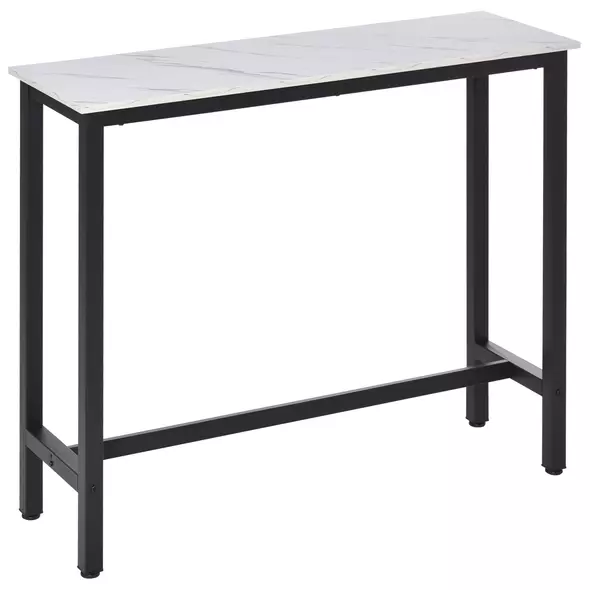 HOMCOM Rectangular Bar Table, Wood Effect Coffee Table for Small Space, Breakfast Dining, Kitchen, Industrial, White & Black - 1