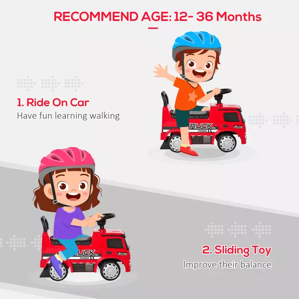 HOMCOM Compatible Kids Ride On Car Truck Mercedes Benz Licensed Toddler Foot To Floor Slider w/Under Seat Storage for 12 - 36 Months Red - 6