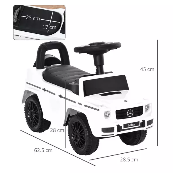 HOMCOM 3 in 1 Kids Ride On Car G350 Licensed Foot To Floor Slider Toddler Push Along NO POWER White 12-36 months - 3