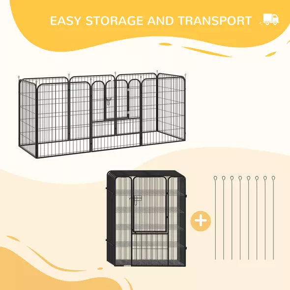 PawHut 8 Panels Heavy Duty Puppy Playpen, for Large, Medium Dogs, Indoor and Outdoor Use - Black - 6