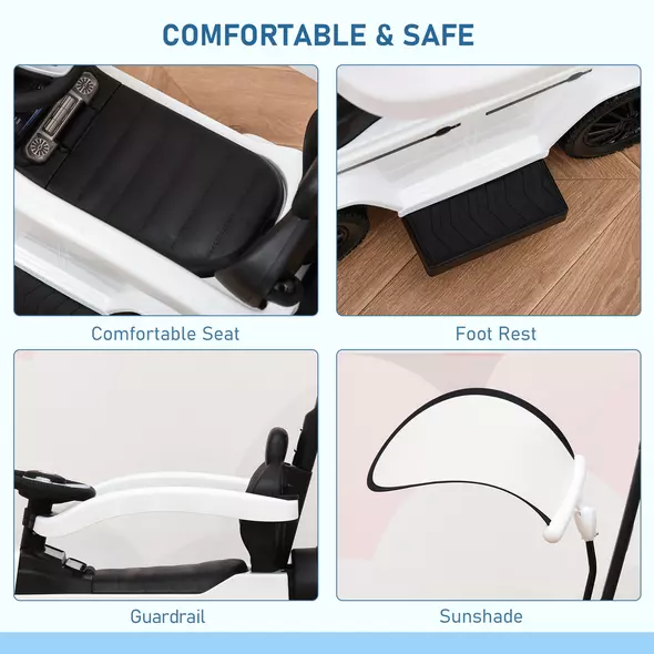 HOMCOM 3 in 1 Kids Children Ride on Push Car Toddler Sliding Car G350 Licensed Walker Foot to Floor Slider Push-Along with Horn Steering Wheel NO POWER Manual, White - 5