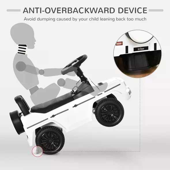 HOMCOM 3 in 1 Kids Ride On Car G350 Licensed Foot To Floor Slider Toddler Push Along NO POWER White 12-36 months - 6