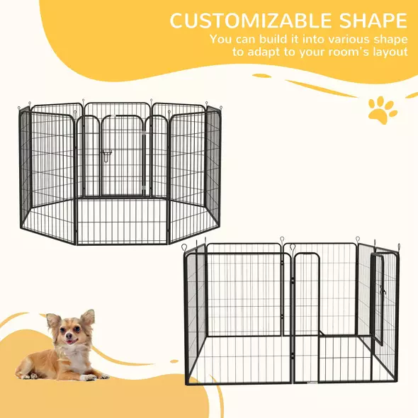 PawHut 8 Panels Heavy Duty Puppy Playpen, for Large, Medium Dogs, Indoor and Outdoor Use - Black - 4