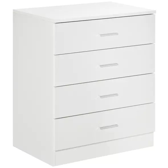 HOMCOM Chest of Drawers, 4 Drawers Storage Cabinet with Metal Rails, Anti-Tip for Playroom, Nursery Room, Hallway, etc - 1