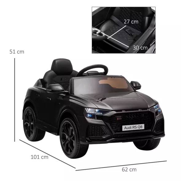 HOMCOM Licensed Audi RS Q8 Electric Ride On Car, with Remote Control, Black - 3