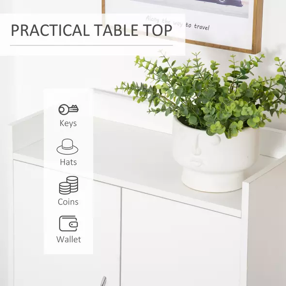 HOMCOM Modern Shoe Cabinet Storage Organizer with Doors and Shelves for Hallway & Entryway, 60L x 30W x 92Hcm, White - 5