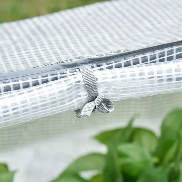 Outsunny Mini Greenhouse Portable Flower Planter Tomato Vegetable House for Garden Backyard with Zipper 120 x 60 x 60 cm, White - 8
