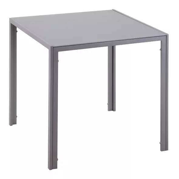 HOMCOM Modern Square Dining Table for 2-4 People, with Glass Top & Metal Legs for Dining Room, Living Room, Grey - 1