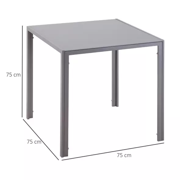 HOMCOM Modern Square Dining Table for 2-4 People, with Glass Top & Metal Legs for Dining Room, Living Room, Grey - 3