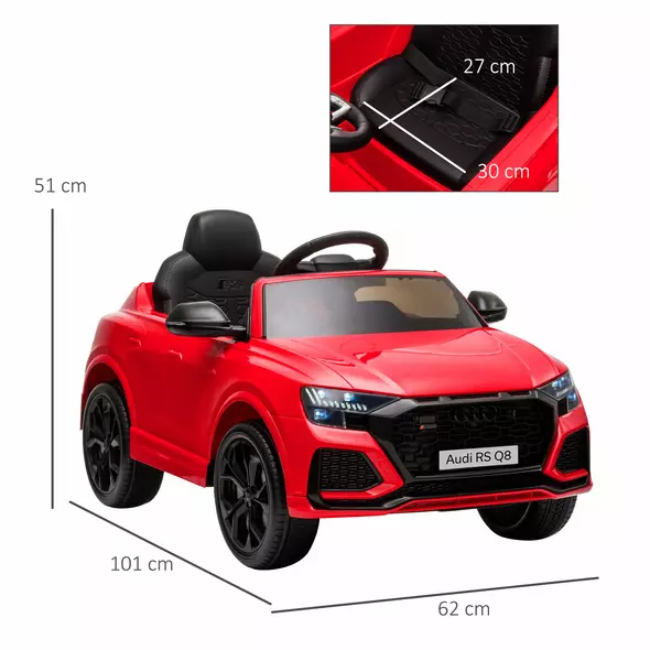 HOMCOM Audi RS Q8 Licensed Electric Car for Kids, 6V Kids' Electric Ride on with Remote Control, 7Ah Big Battery, Lights Bluetooth, Music USB, for 3-5 Years Old, Red - 3