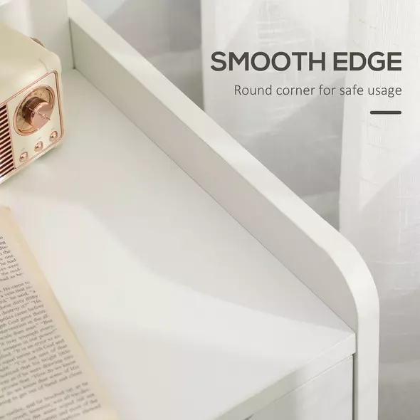 HOMCOM Bedside Table, Small Bedside Cabinet with 2 Drawers and Storage Shelves, Modern Nightstand for Bedroom, White - 4