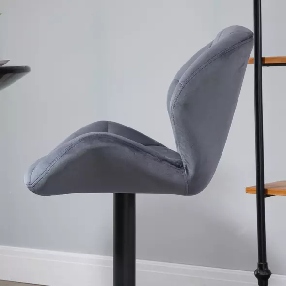 HOMCOM Adjustable Bar Stools Set of 2, Armless Upholstered Swivel Counter Chairs, Barstools with Back, Footrest, Dark Grey - 8