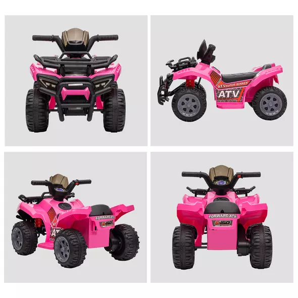 HOMCOM 6V Kids Electric Ride on Car Toddlers Quad Bike All Terrain Vehicle Toy With Music for 18-36 months Pink - 8