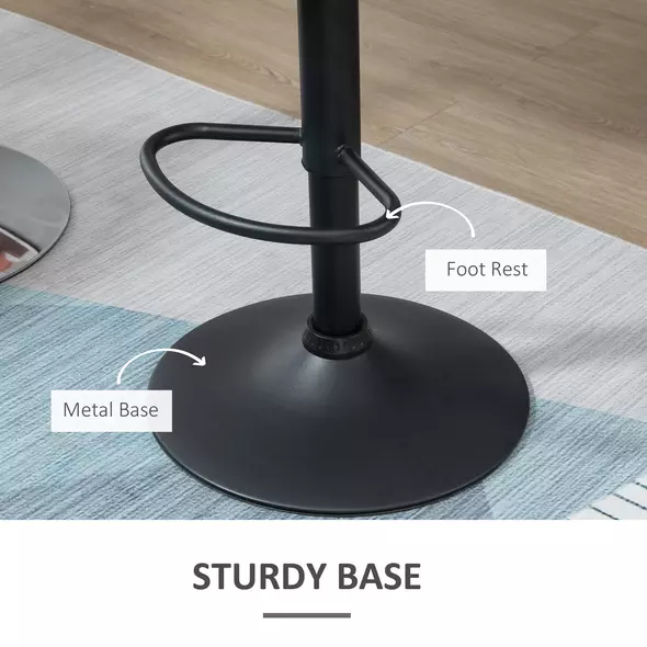 HOMCOM Adjustable Bar Stools Set of 2, Armless Upholstered Swivel Counter Chairs, Barstools with Back, Footrest, Dark Grey - 7