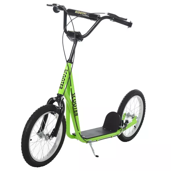 HOMCOM Kick Scooters for Kids with Adjustable Height, Anti-Slip Deck, Dual Brakes, Rubber Tyres, for Boys and Girls Aged 5+ Years Old - Green - 1