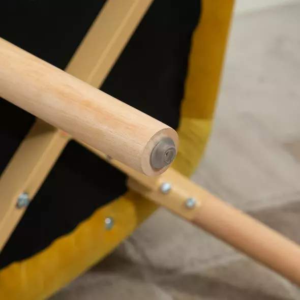 HOMCOM Modern Accent Chair, Upholstered Tufted Wingback Armchair with Seat Padding, Velvet Leisure Lounge Bedroom Chair with Wood Legs, Yellow - 9