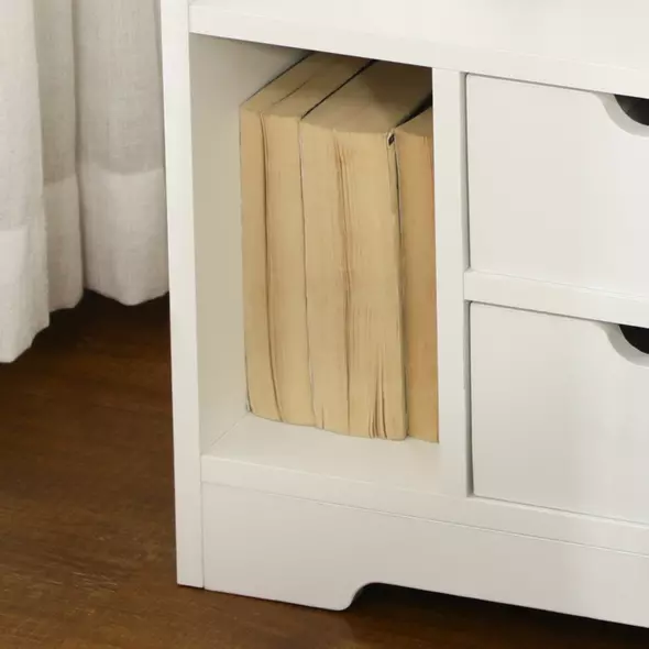 HOMCOM Bedside Table, Small Bedside Cabinet with 2 Drawers and Storage Shelves, Modern Nightstand for Bedroom, White - 9