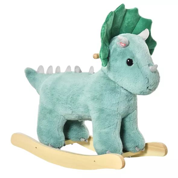 HOMCOM Plush Ride-On Rocking Dinosaur, with Sound - Green - 1
