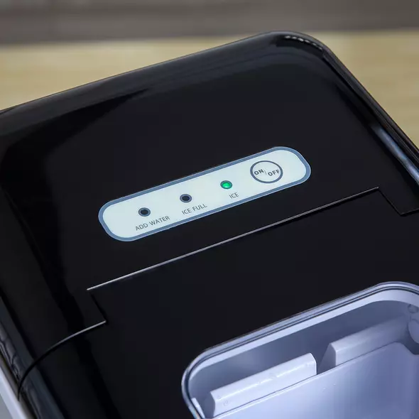 HOMCOM Ice Maker Machine Countertop, 9 Ice Cubes in 8 Mins, 12KG in 24Hrs, Self-Cleaning Portable Ice Cube Maker w/ Adjustable Ice Size, Ice Scoop, Basket, Stainless Steel, No Plumbing Required, Black - 9