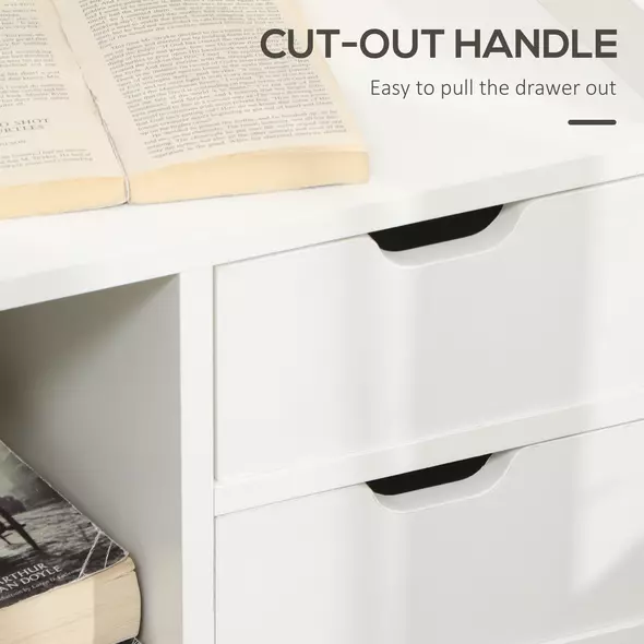 HOMCOM Bedside Table, Small Bedside Cabinet with 2 Drawers and Storage Shelves, Modern Nightstand for Bedroom, White - 6