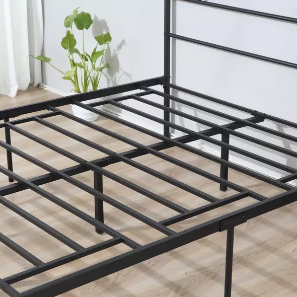 HOMCOM King Metal Bed Frame Solid Bedstead Base with Headboard and Footboard, Metal Slat Support and Underbed Storage Space, Bedroom Furniture, Black - 9