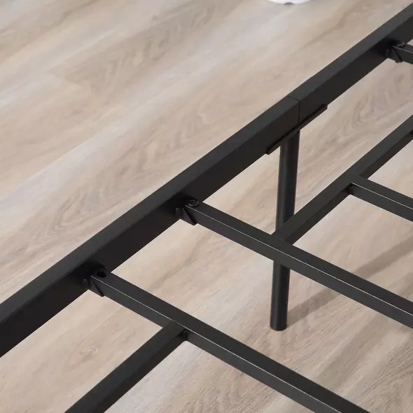 HOMCOM King Metal Bed Frame Solid Bedstead Base with Headboard and Footboard, Metal Slat Support and Underbed Storage Space, Bedroom Furniture, Black - 8