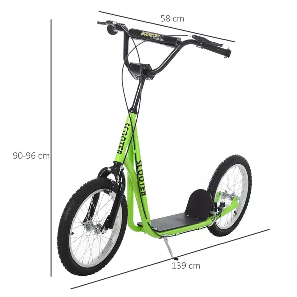 HOMCOM Kick Scooters for Kids with Adjustable Height, Anti-Slip Deck, Dual Brakes, Rubber Tyres, for Boys and Girls Aged 5+ Years Old - Green - 3