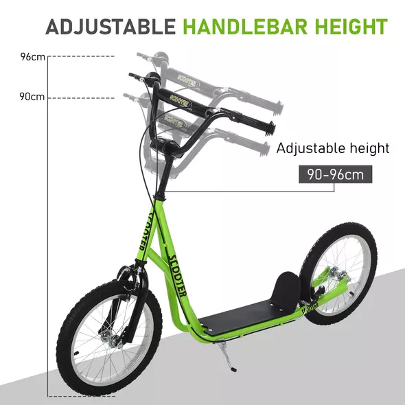 HOMCOM Kick Scooters for Kids with Adjustable Height, Anti-Slip Deck, Dual Brakes, Rubber Tyres, for Boys and Girls Aged 5+ Years Old - Green - 4