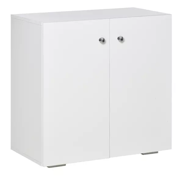 HOMCOM Storage Cabinet w/ Two Shelves Wooden Sideboard Freestanding Kitchen Cupboard Bookcase - White - 1