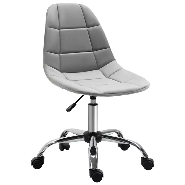 Vinsetto Ergonomic Office Chair with Adjustable Height and Wheels Velvet Executive Chair Armless for Home Study Bedroom Grey - 1