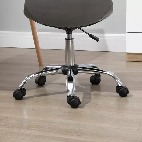 Vinsetto Ergonomic Office Chair with Adjustable Height and Wheels Velvet Executive Chair Armless for Home Study Bedroom Grey - 9