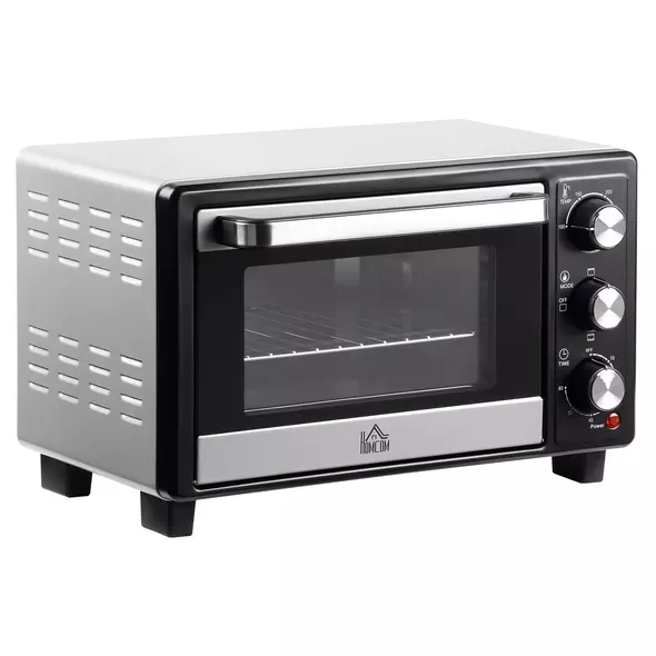 HOMCOM 16L Mini 1400W Countertop Oven - Black/Silver Tone - 1