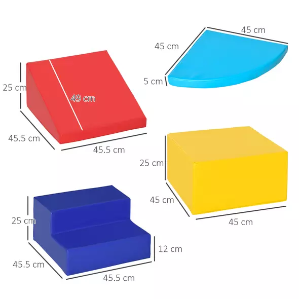 HOMCOM Soft Play 4-piece Climb and Crawl Foam Toddler Stairs and Ramp Colorful Children's Educational Software Activity Toys for Baby Preschooler - 3