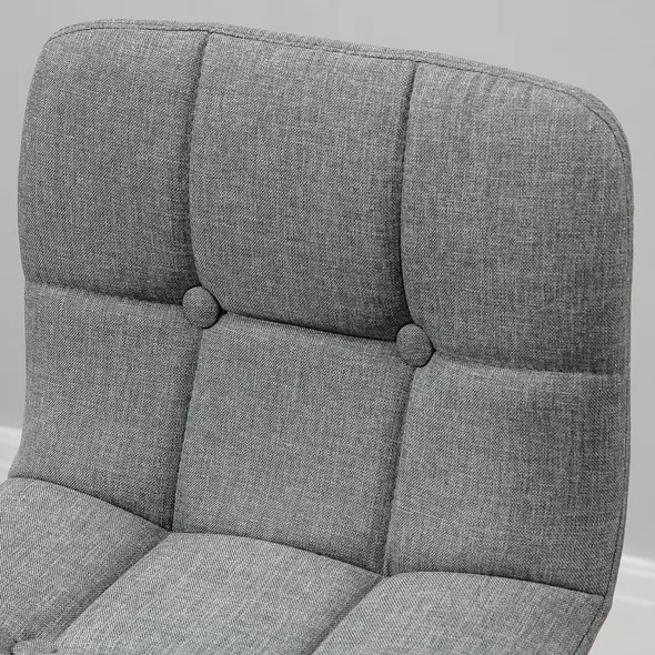 HOMCOM Breakfast Bar Stool Set of 2 Armless Button-Tufted Counter Height Bar Chairs with Wood Legs & Footrest, Grey - 8