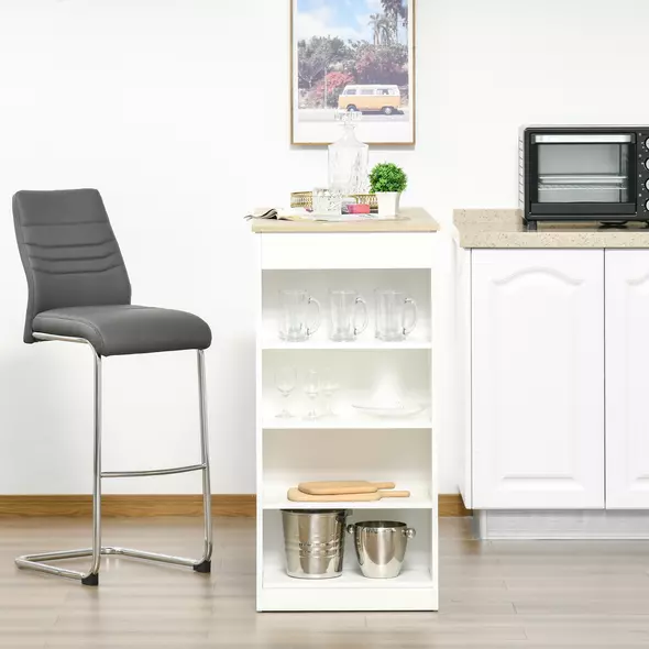 HOMCOM Bar Table, Dining Table with 4-Tier Storage Shelf for Breakfast Bar, Kitchen, Dining Room, Living Room, Natural - 6