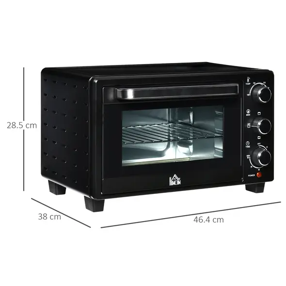 HOMCOM 21L Mini Countertop Oven, 100°C-230°C Adjustable Temp - Black - 3