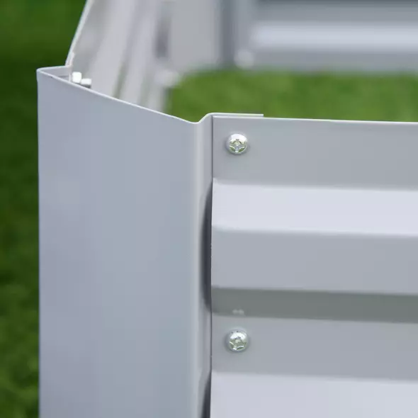 Outsunny Set of 2 291L Raised Garden Bed, Elevated Galvanised Planter Box for Flowers, Herbs, 100x100x30cm, Grey - 8